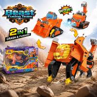 Ensemble de jouets 2-en-1 transformable : Robot Lion et Véhicule de Construction, Figurine d'Action à Collisions et Combinaisons pour Enfants Garçons, Cadeau