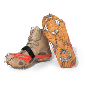 Crampones de montaña de 19 dientes de acero inoxidable, cadenas antideslizantes para zapatos, para senderismo, escalada en roca, montañismo al aire libre - Product Image 1