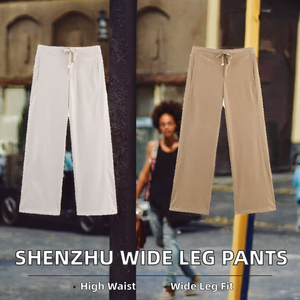 SHENZHU Women 2025 Autumn New Breathable Casual Straight Pants Vintage High <b>Waist</b> <b>Elastic</b> <b>Waist</b> Female Trousers - Product Image 2