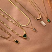 Colliers superposables de luxe minimaliste pour femme, style vintage, en acier inoxydable, avec chaîne serpent et pendentifs cœur et rectangle, ornés de zircon mélangé