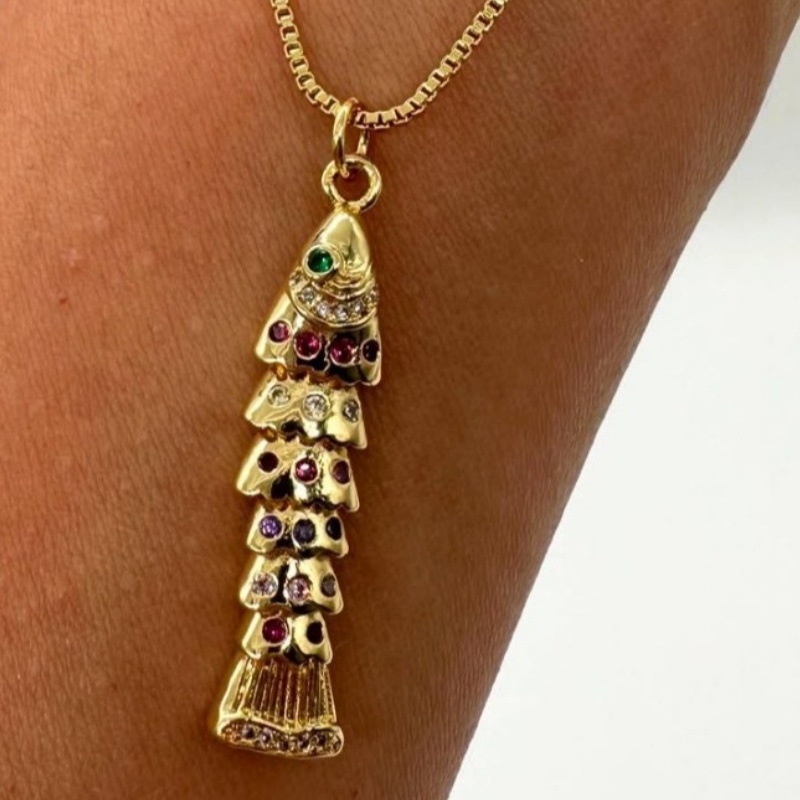 enamel fish blue pendant