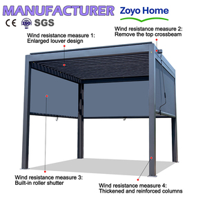 Pergola Motorizzata in Alluminio con Porta Scorrevole in Vetro, Ecologica e Impermeabile, in PVC per Terrazze Esterne - Product Image 1