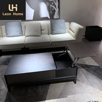 Design personnalisé Designer moderne Table basse carrée noire Table basse en bois avec dessus de table relevable