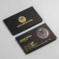 Papier d'art de haute qualité doux au toucher épais carte noire gaufrage en relief feuille d'or Texture de velours cartes de visite personnalisées au toucher de velours