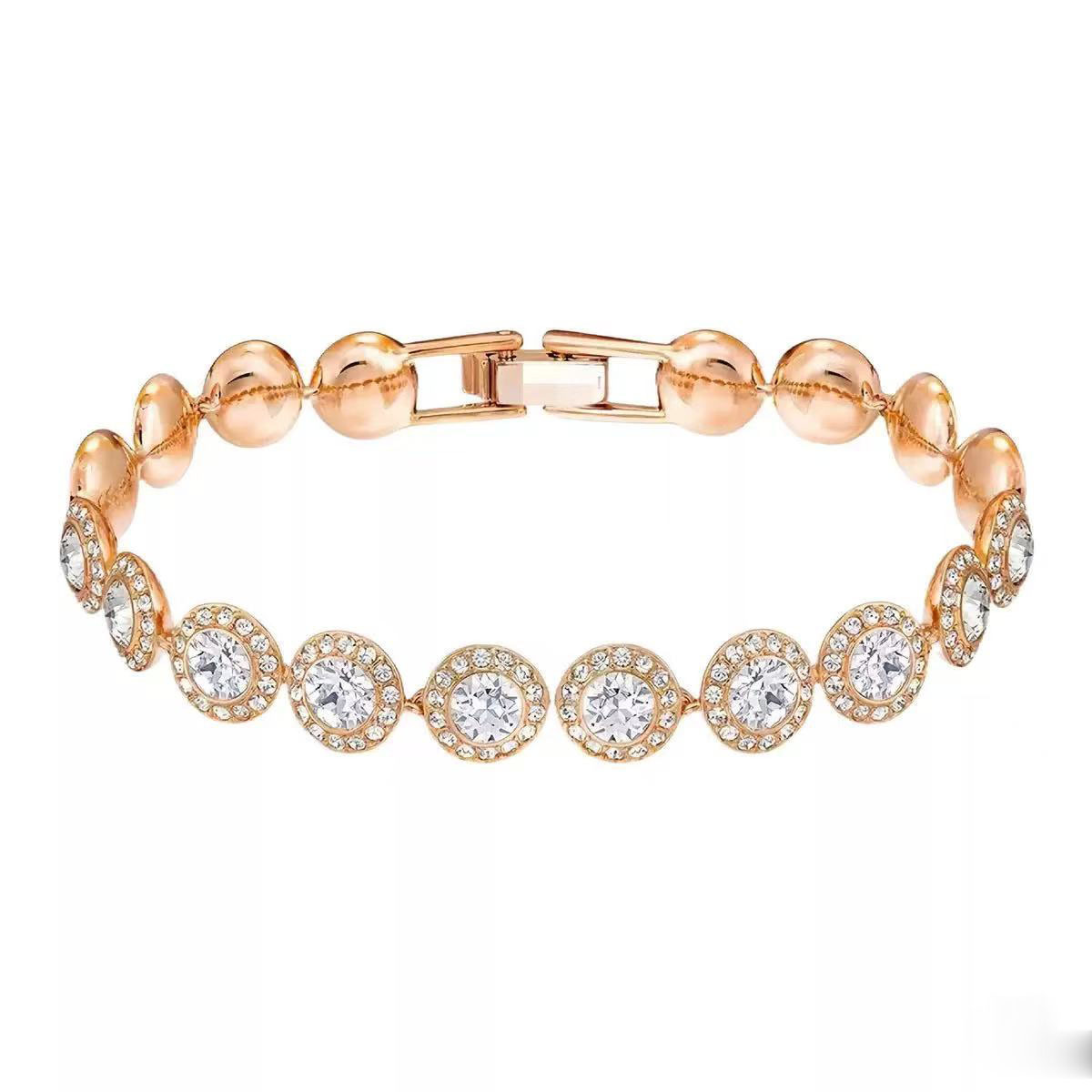 Bracelet en or rose avec diamants ronds