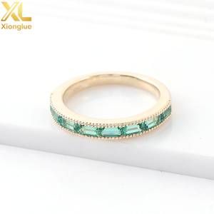 Anillo de Eternidad de Oro Amarillo de 10k, 14k, 18k con Corte Baguette de Moissanita, Estilo Vintage, Joyería Fina para Mujer - Product Image 6
