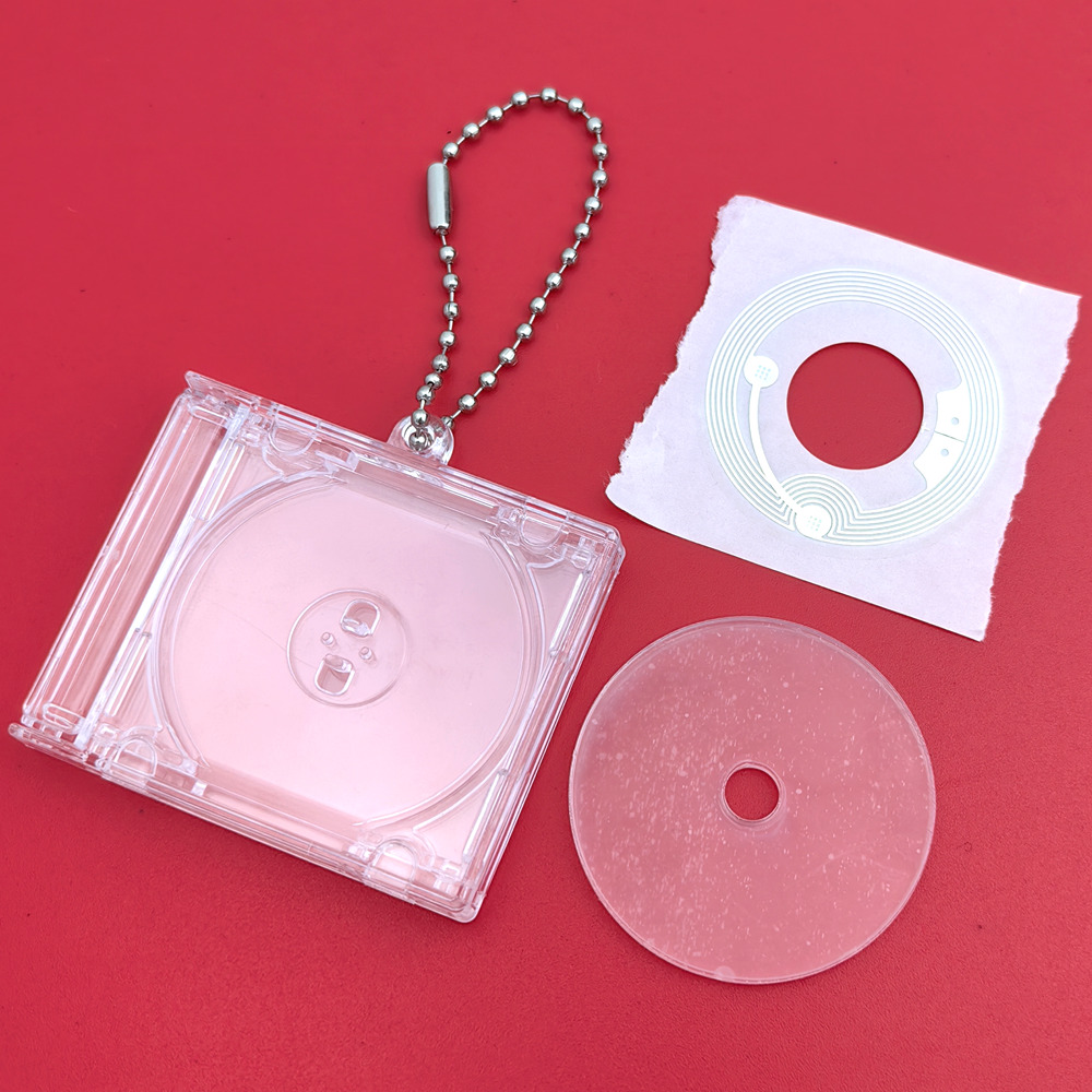 bead chain+cd case + blank cd+3.8cm NFC sticker