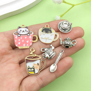 Pendentif Chat en Alliage d'Argent Antique pour Théière et Tasse à Thé, Accessoires de Bijoux DIY Formes Mixtes pour Projets Créatifs - Product Image 2