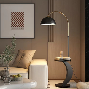 Lampada da Terra Minimalista Moderna da Salotto Accanto al Divano Comodino per Camera da Letto Lampada da Tavolo con Scaffale Integrato e Luce d'Atmosfera - Product Image 1