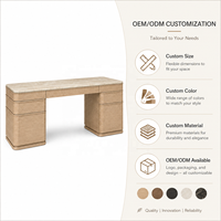 Bureau de direction moderne de 78 pouces avec deux tiroirs, finition aspect bois clair et plateau aspect pierre pour bureau à domicile