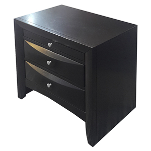 Black 2-<b>Drawer</b> Nightstand With Tray Modern Bedroom <b>Storage</b> <b>Drawer</b> Unit - Product Image 4