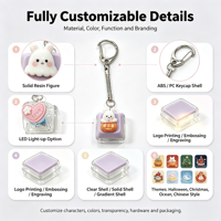 Weimei Toy ODM Custom Resin Keycap Keychain Wholesale Cute 3D LED Lighting Resin Figure Keycap Keychain Backpack Pendant Gift