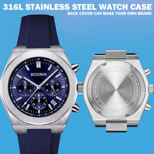 Montre à quartz de luxe pour homme, vente chaude, logo personnalisé, boîtier en acier inoxydable, bracelet en silicone étanche, cadran en cristal, mode, affaires, fabrication - Product Image 5