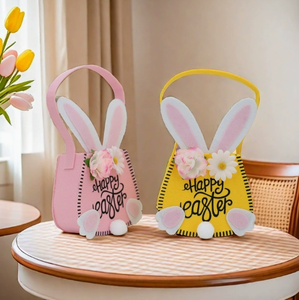 DAMAI Bolsas de Tela Decorativas para Pascua, Cestas con Diseño de Conejitos y Flores, Organizadores de Almacenamiento Sencillos para el Hogar y Fiestas - Product Image 3