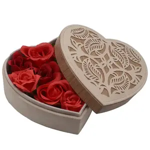 Mexda Laser Hollow Design Heart Shaped Jewelry Box Valentine Gift Jewelry Organizer Ring Bracelet Storage Watch Box