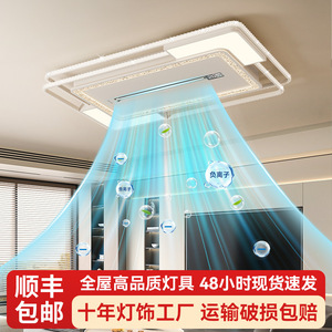 <b>Ceiling</b> Fan <b>Light</b> With Negative Ion Air Purifier <b>Led</b> <b>Light</b> Source Flush Mount For Living Room Bedroom Eye Protection - Product Image 3