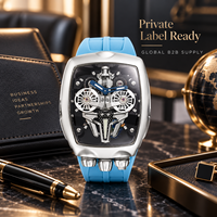Montre mécanique automatique squelette personnalisée pour homme, acier inoxydable 316L, saphir synthétique, bracelet en silicone, montre-bracelet de luxe OEM