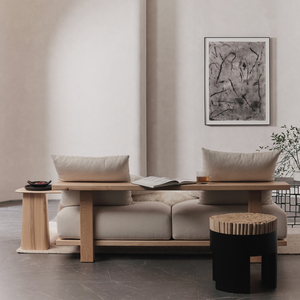 Loveseat minimalista de terciopelo para Villa, cómodo sofá interior de madera sin brazos con asiento súper profundo y asiento relleno de esponja - Product Image 5