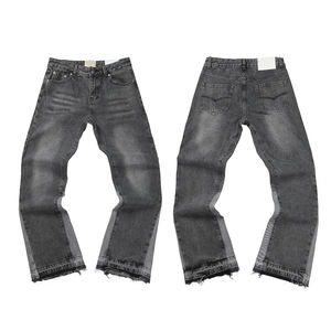 <span class=keywords><strong>Jeans</strong></span> di Alta Qualità all'Ingrosso, Vintage Effetto Consumato con Schizzi di Vernice, <span class=keywords><strong>Jeans</strong></span> Street Style a Gamba Larga e Dritta per Uomo - Product Image 3