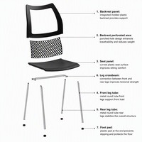 Chaise de salle à manger moderne à dossier perforé XFB-X-P22 avec structure en métal thermolaqué pour réunions et négociations à domicile