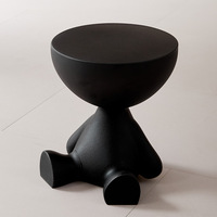 Table d'appoint ronde moderne de luxe, design de dessin animé, table basse en plastique à tête plate, table d'appoint en plastique de luxe légère, design de dessin animé