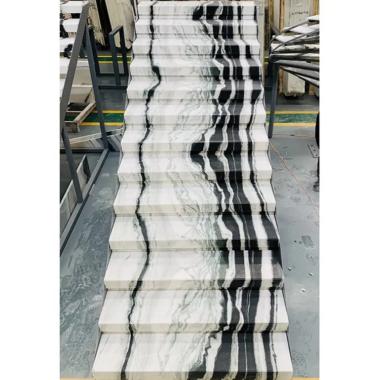 팬더 화이트 계단 대리석 실내 계단 자국 디자인 천연 대리석 계단