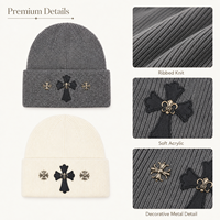 Bonnet unisexe en tricot croisé, style streetwear, en acrylique, pour l'hiver, pour hommes, femmes, couples, tendance, chaud, décontracté, à revers