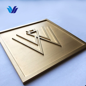 HONGSEN Custom Engraved Solid Cast Bronze Brass Plate 3D Company Logo Metal Wall Plaques Signs Brass <strong>Signage</strong> - Product Image 1