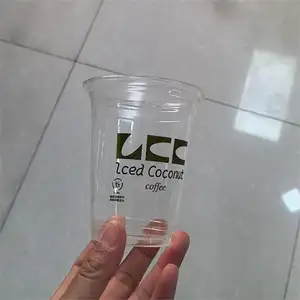 100% tasse de boisson froide transparente en PLA biodégradable pour bars/cafés/salons de thé/magasins de thé au lait
