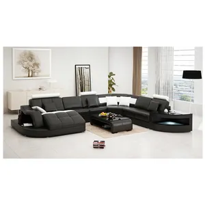 غرفة المعيشة أريكة حار بيع تصميم جديد U شكل أريكة حقيقية أريكة زاوية مصنوعة من الجلد