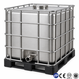 Réservoir de stockage de liquides en acier inoxydable SUS304 de 1000 L avec cadre en acier galvanisé et palette pour chariot élévateur - Product Image 1