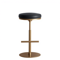 Tabouret de bar moderne, chaise pivotante réglable en hauteur en cuir avec cadre en acier inoxydable, pour cuisine, hôtel, café et usage domestique