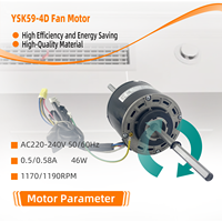 Motor de Ventilador Interior de CA de Doble Eje Eléctrico de Metal YSK59-4D, CA 220-240 V, 50/60 Hz, 46 W, 1170/1190 RPM
