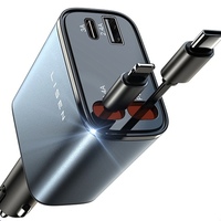 Chargeur de voiture rétractable LISEN amélioré 84W à charge rapide, adaptateur 4-en-1 avec câble USB-C pour iPhone 17 16 15 Pro Max Samsung S25