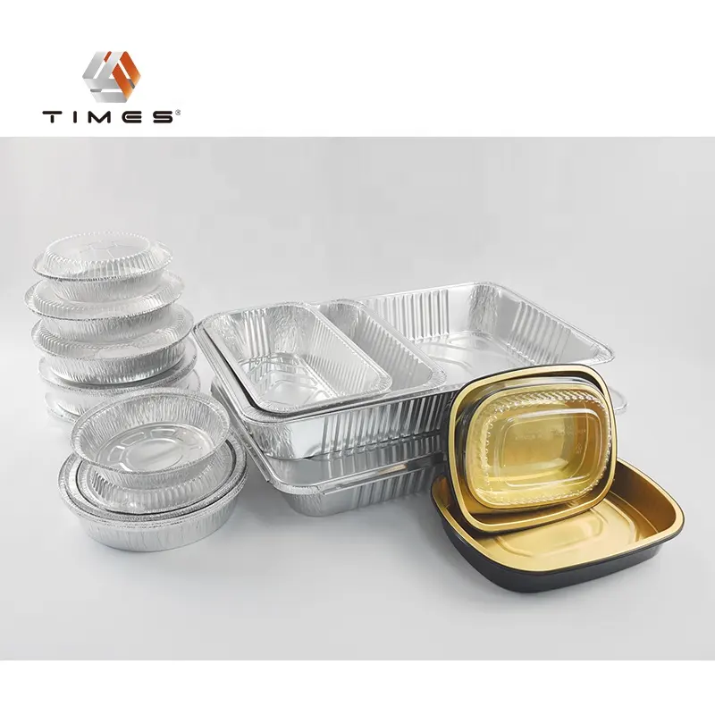 Kích Thước Đầy Đủ Lá Pan Bàn Hấp Pan Nông Trung Bình Sâu Có Thể Tái Chế Dùng Một Lần Aluminum Foil Container Với Nắp Thực Phẩm Đóng Gói