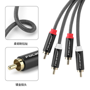Cable de audio trenzado Focanden 2 a 2 RCA con revestimiento de nailon, macho a macho, para conexión de audio y video - Product Image 1