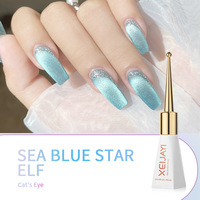 XEIJAYI Gel Kuku Mata Kucing Biru Berkualitas Tinggi 10ml, Gel UV Magnetik 9D Mewah, Label Pribadi Grosir, Lem Tahan Lama untuk DIY