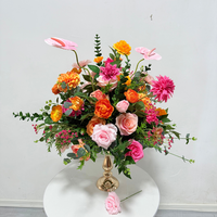 Bouquet de fleurs en boule rose et orange de 50 cm pour allée, arrangement floral, centre de table de mariage, décoration d'événements