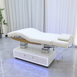 Contemporary PU Leather Massage Table with Built-In <b>Headrest</b> Adjustable Salon Furniture for Commercial Use - Product Image 4