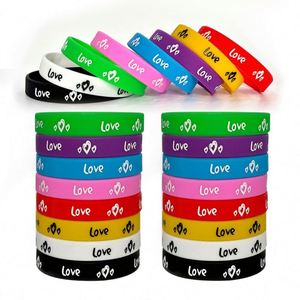 Custom Printed Silicone <b>Love</b> Logo Colored <b>Bracelet</b> for Couples Valentine's Day Promotions Other Events Wristband - Product Image 2
