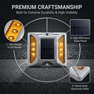 Dissuasore Stradale <span class=keywords><strong>Solare</strong></span> Riflettente a Doppia Faccia in Alluminio da 20 Tonnellate, Luce di Avvertimento a Occhio di Gatto <span class=keywords><strong>Solare</strong></span>, Vendita all'Ingrosso - Product Image 4