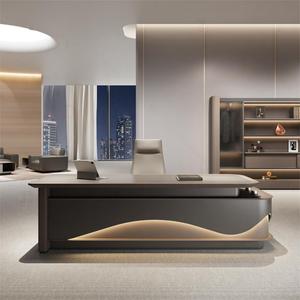 Muebles de oficina en forma de L de CEO de lujo, mesa de oficina de jefe de madera moderna, escritorio, juego de escritorios de oficina ejecutiva - Product Image 3