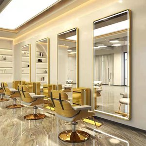 Espejo de pared ovalado moderno con marco dorado para decoración interior de salón de belleza - Product Image 2