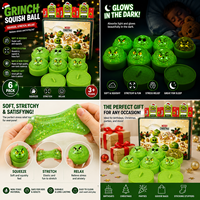 Balle anti-stress souple et à remontée lente, inspirée du Grinch d'Halloween, en forme de boulette, avec visage en colère mignon, jouet sensoriel fidget, cadeau de fête