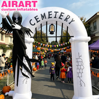 Arche de cimetière gonflable effrayante avec Grim Reaper, portail d'entrée commercial pour maisons hantées et parcs à thème