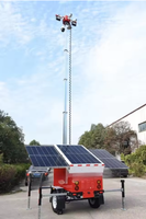 Tour de surveillance mobile solaire autonome avec 2 caméras PTZ 4MP - 10800Wh, étanche IP67, résistant au vent jusqu'à 117 km/h