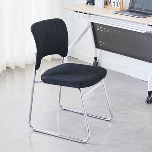 Silla de Oficina Tapizada en Negro con Base de Acero Inoxidable, Asiento Ergonómico Moderno para Oficina en Casa, Sala de Conferencias - Product Image 2