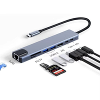Logotipo personalizado multifuncional 8 en 1 Usb 3,0 tipo C Hub adaptador para portátil expansión Dock accesorios de computadora