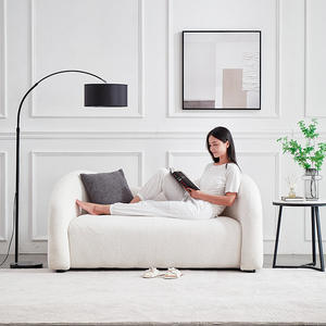 Canapé en tissu blanc moderne en forme de U avec design rond pour petits salons, rembourrage en mousse, motif artistique - Product Image 1