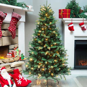 ต้นคริสต์มาสแบบไฮบริด PVC&PE ยี่ห้อ OEM พร้อมไฟ LED สีวอร์ม 800 ดวง ขนาด 6 ฟุต พร้อมไฟประดับสำเร็จรูป ฐานโลหะ - Product Image 1